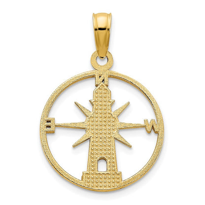 14k Yellow Gold Lighthouse Charm Pendant for Women