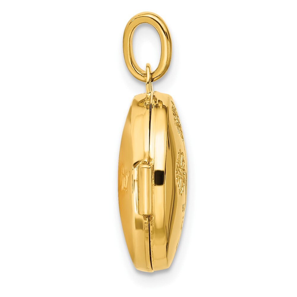 14k Yellow Gold Polished Floral 16mm GRANDDAUGHTER Reversible Locket