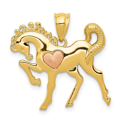 14k Yellow and Rose Gold Horse Heart Charm Pendant for Women