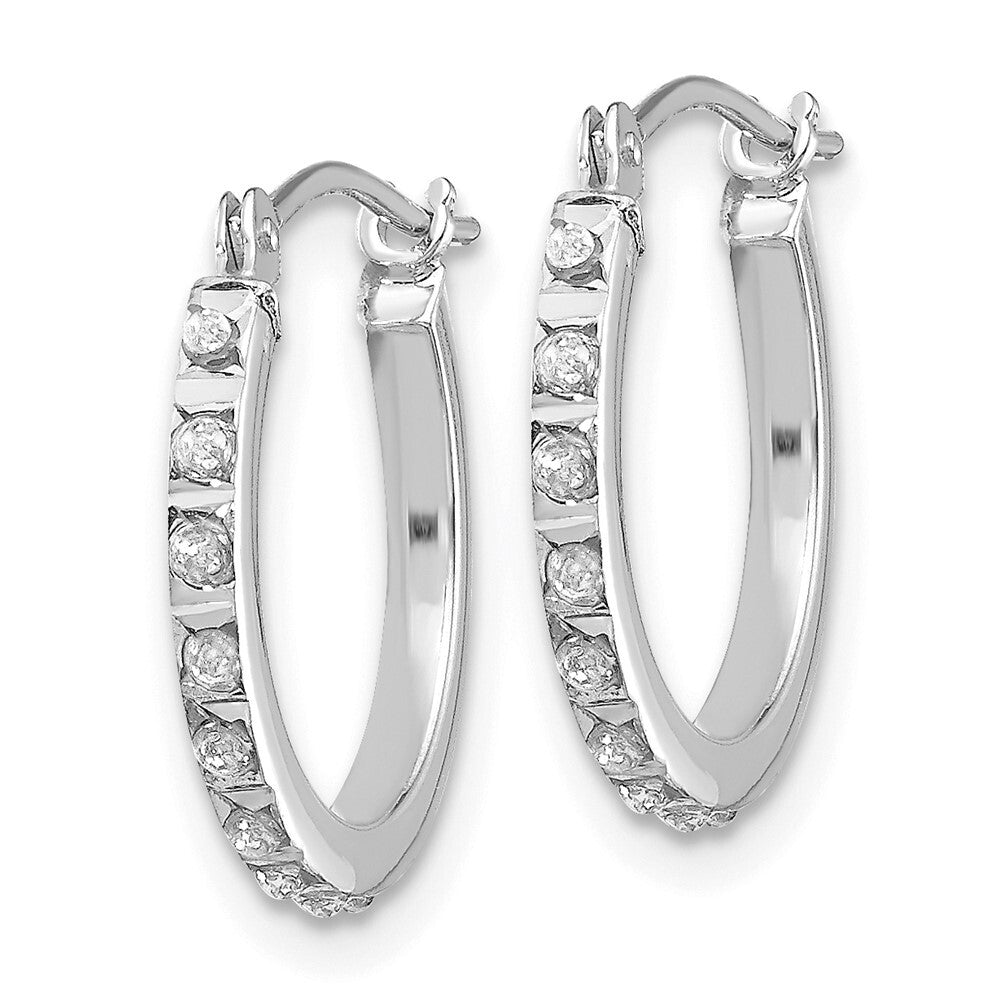 14k White Gold Diamond Fascination Hinged Hoop Earrings Gift for Women