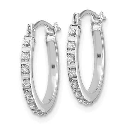 14k White Gold Diamond Fascination Hinged Hoop Earrings Gift for Women