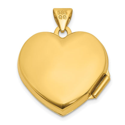 14k Yellow Gold White Rhodium Polished Lab Created Ruby 18mm Heart Locket