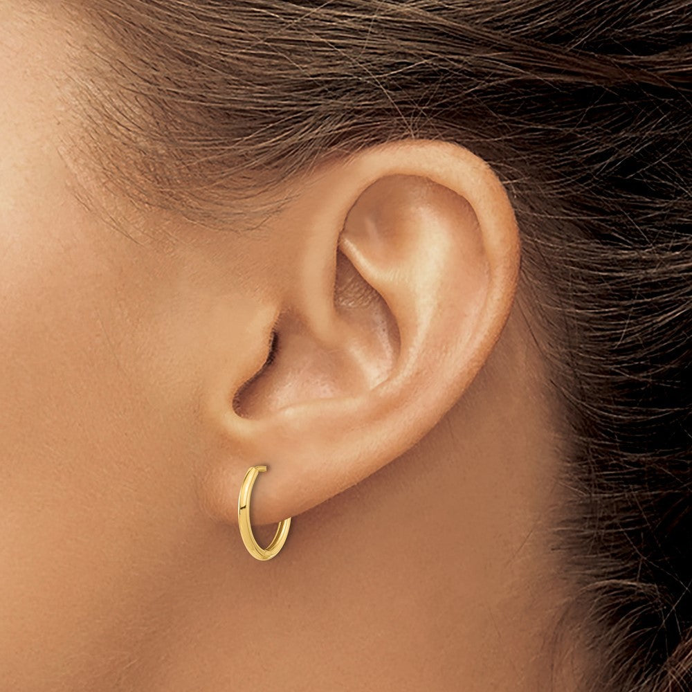 14k Yellow Gold Polished Hinged Hoop Earrings