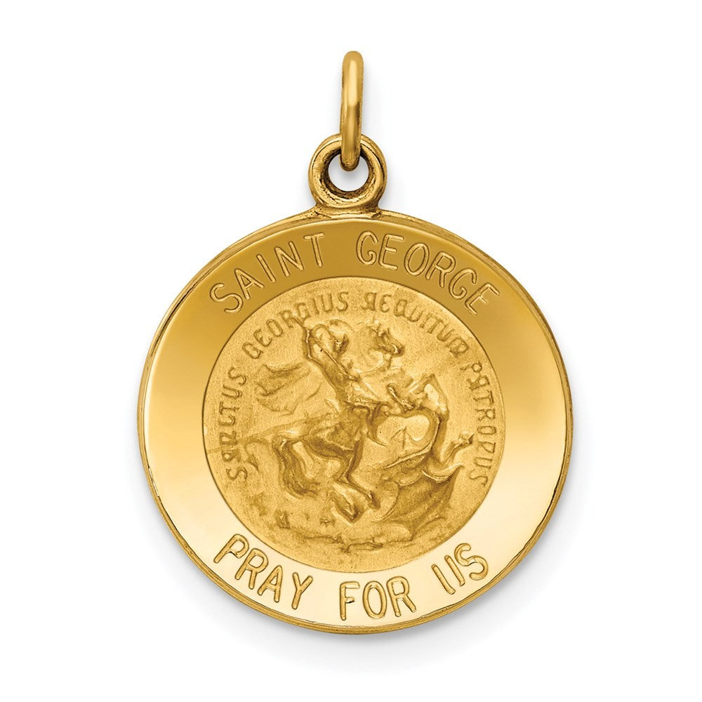 14k Yellow Gold Saint George Medal Charm Pendant