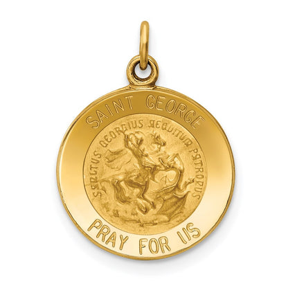 14k Yellow Gold Saint George Medal Charm Pendant