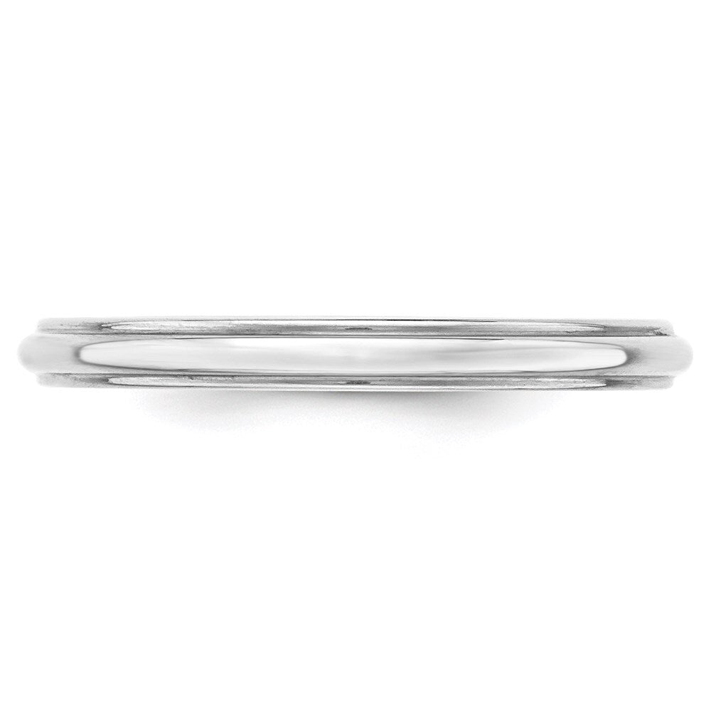 14k White Gold 2.5mm Half Round with Edge Wedding Band Size 6