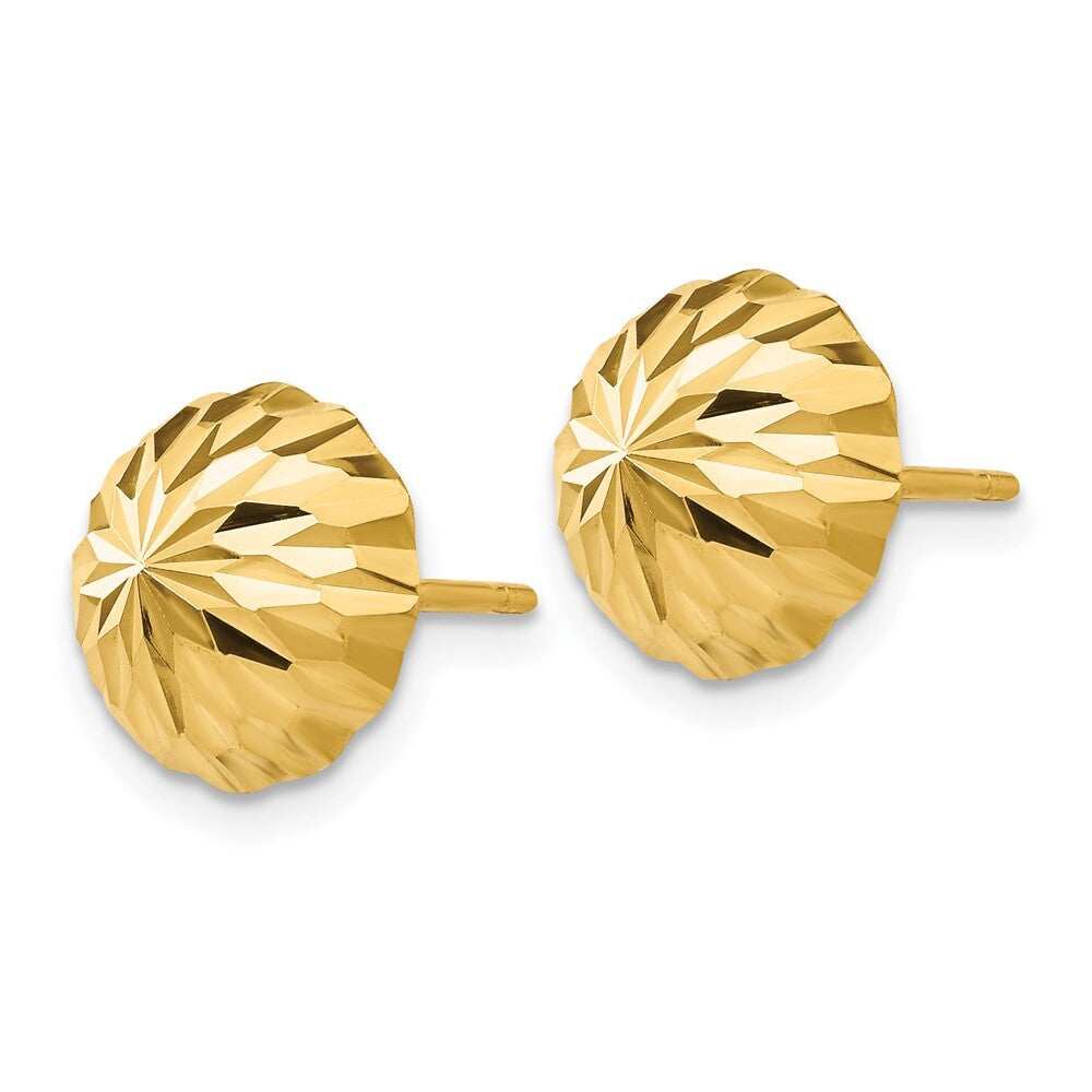 14k Yellow Gold Gold Diamond-cut 10mm Domed Stud Earrings