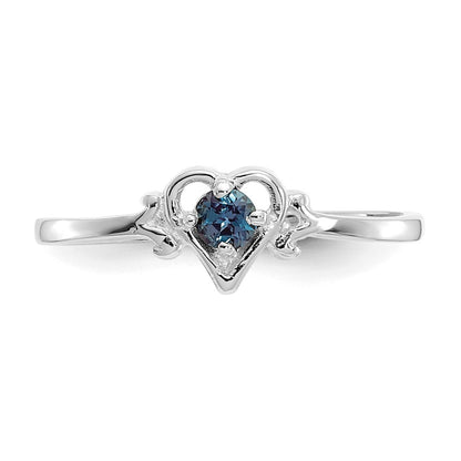 14K White Gold Synthetic Alexandrite Birthstone Heart Ring