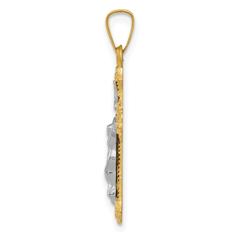 14k Two-tone Gold Polished INRI Crucifix Pendant for Women