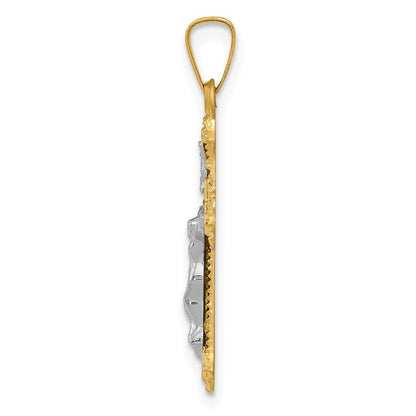 14k Two-tone Gold Polished INRI Crucifix Pendant for Women