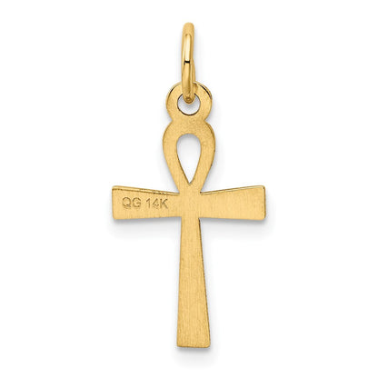14k Yellow Gold Laser Designed Ankh Cross Charm Pendant for Women