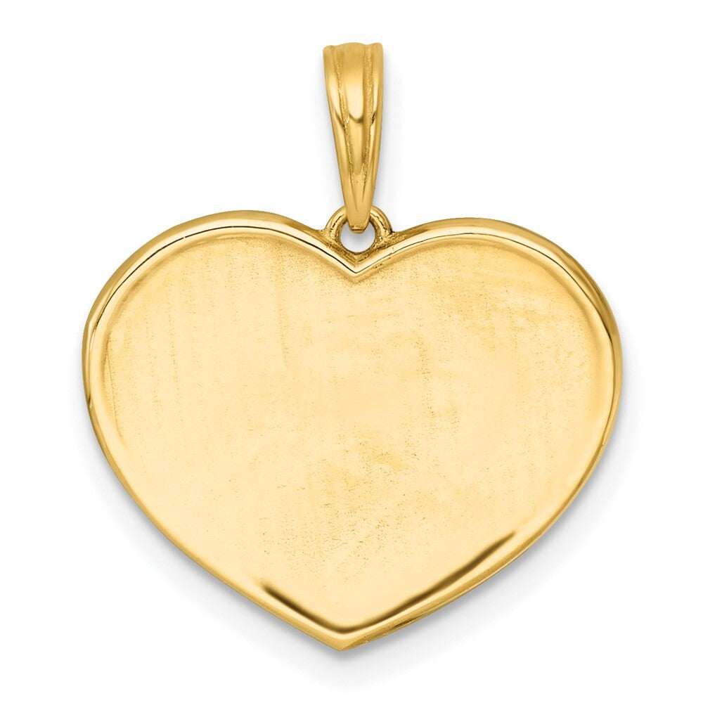 14k Yellow Gold Polished Enamel Paw In Heart Charm Pendant for Women