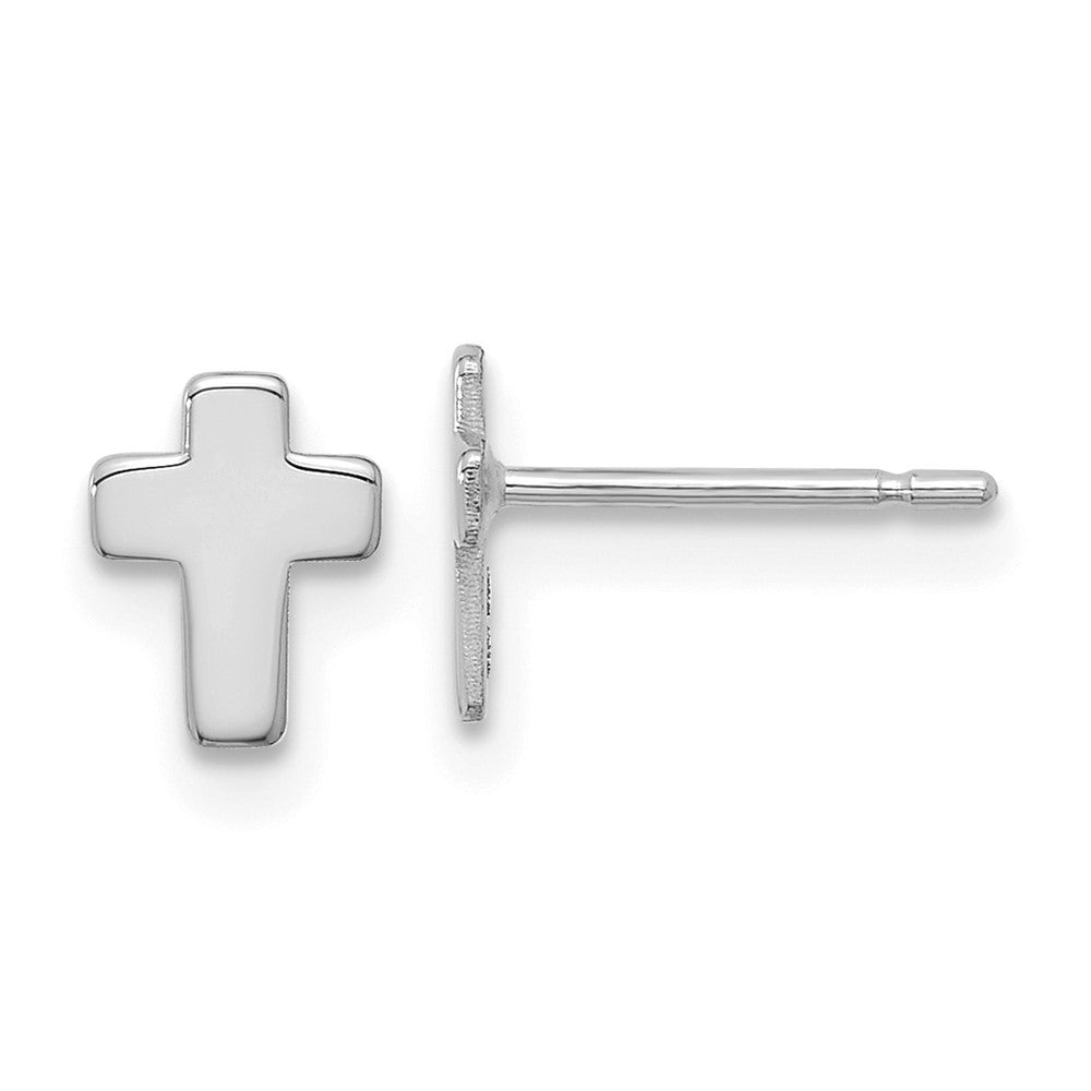 14k White Gold Polished Cross Earrings