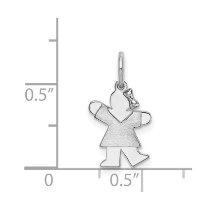 14k White Mini Girl Kiss Charm Pendant