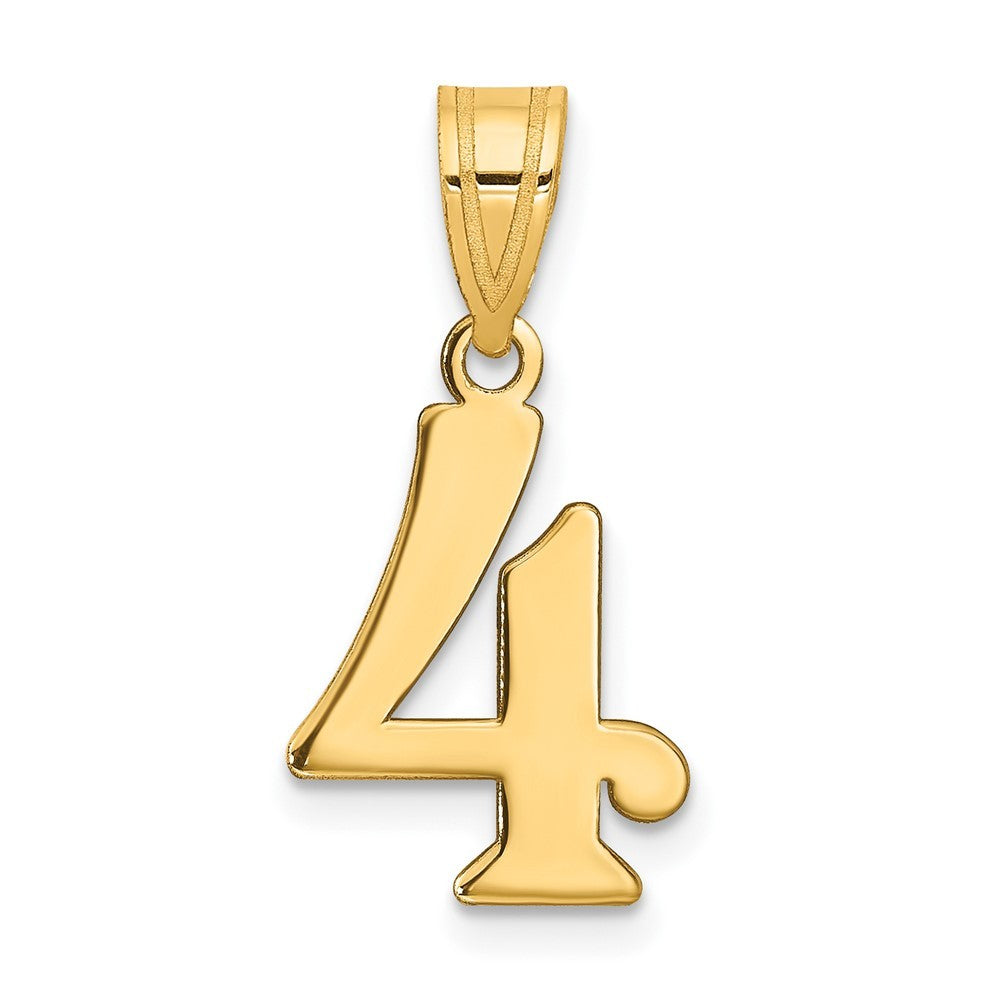 14k Yellow Gold Polished Number 4 Pendant