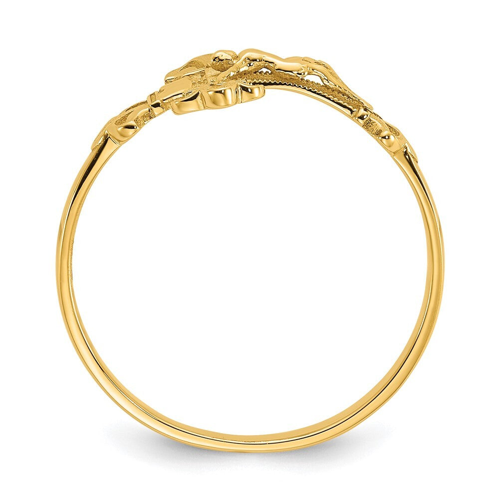 14K Yellow Gold Diamond-Cut Crucifix Ring