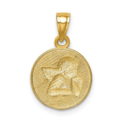 14k Yellow Gold w/Rhodium Angel Pendant