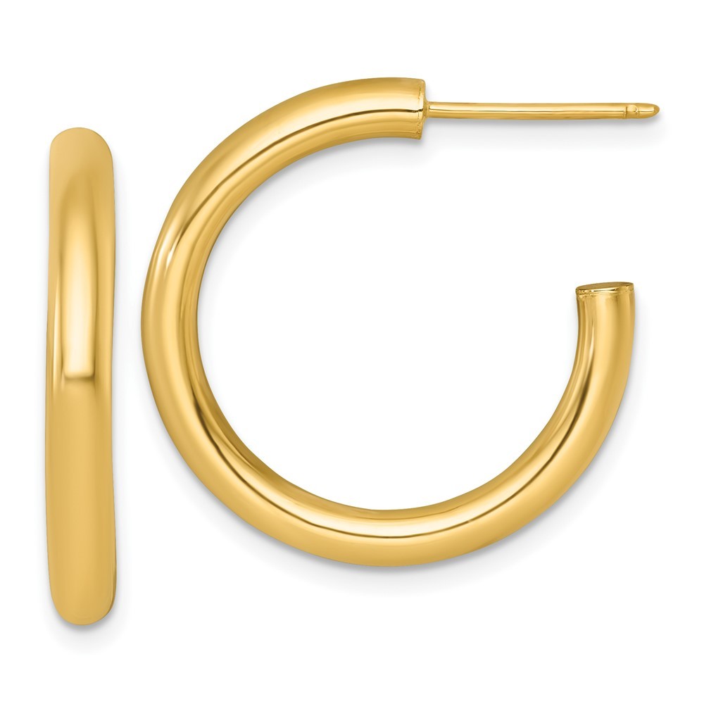 14k Yellow Gold Polished 3.0 x 25mm Tube C-Hoop Earrings