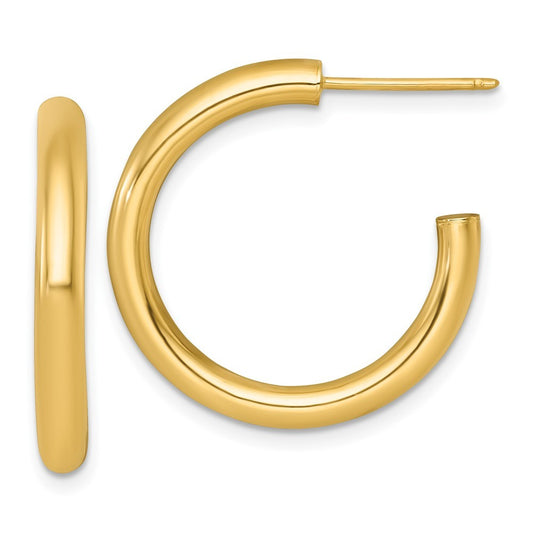14k Yellow Gold Polished 3.0 x 25mm Tube C-Hoop Earrings