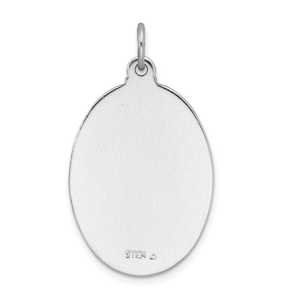 Sterling Silver Rhodium-plated Enameled St. Christopher Medal Pendant