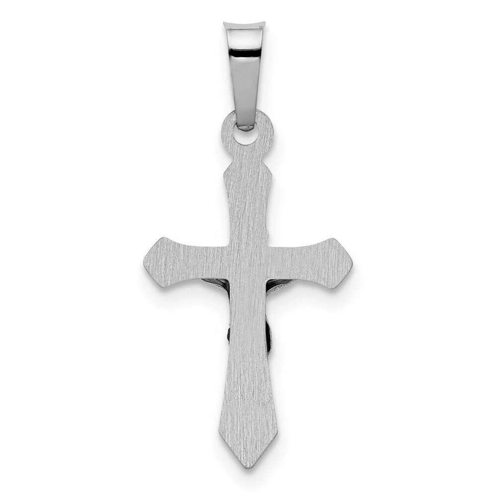 14k White Gold Polished INRI Crucifix Pendant for Women