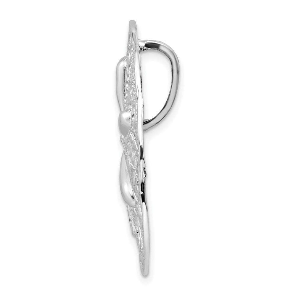 Sterling Silver Rhodium-Plated Polished and Textured Large Sand Dollar Slide
