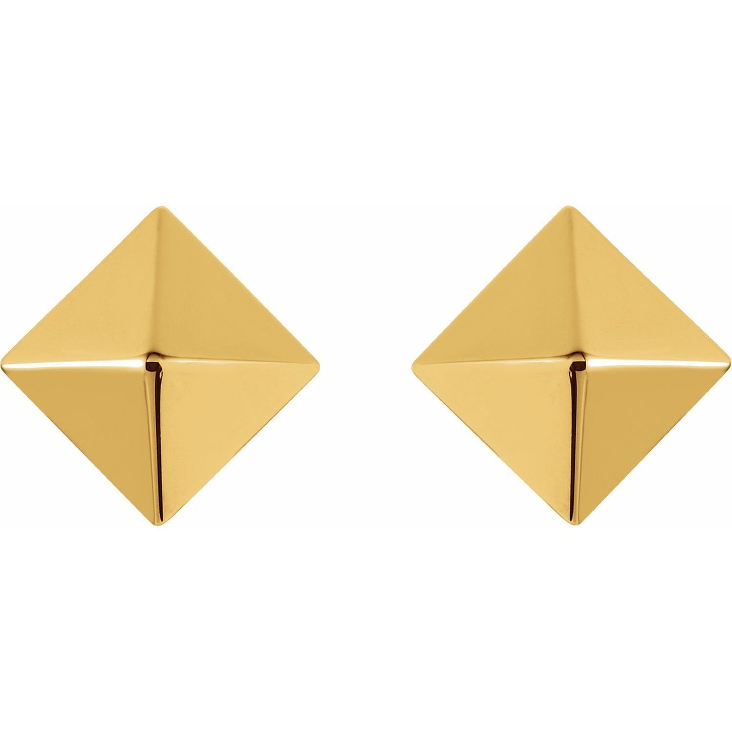 14k Yellow Gold Pyramid Stud Earrings Fine Jewelry Gift for Women