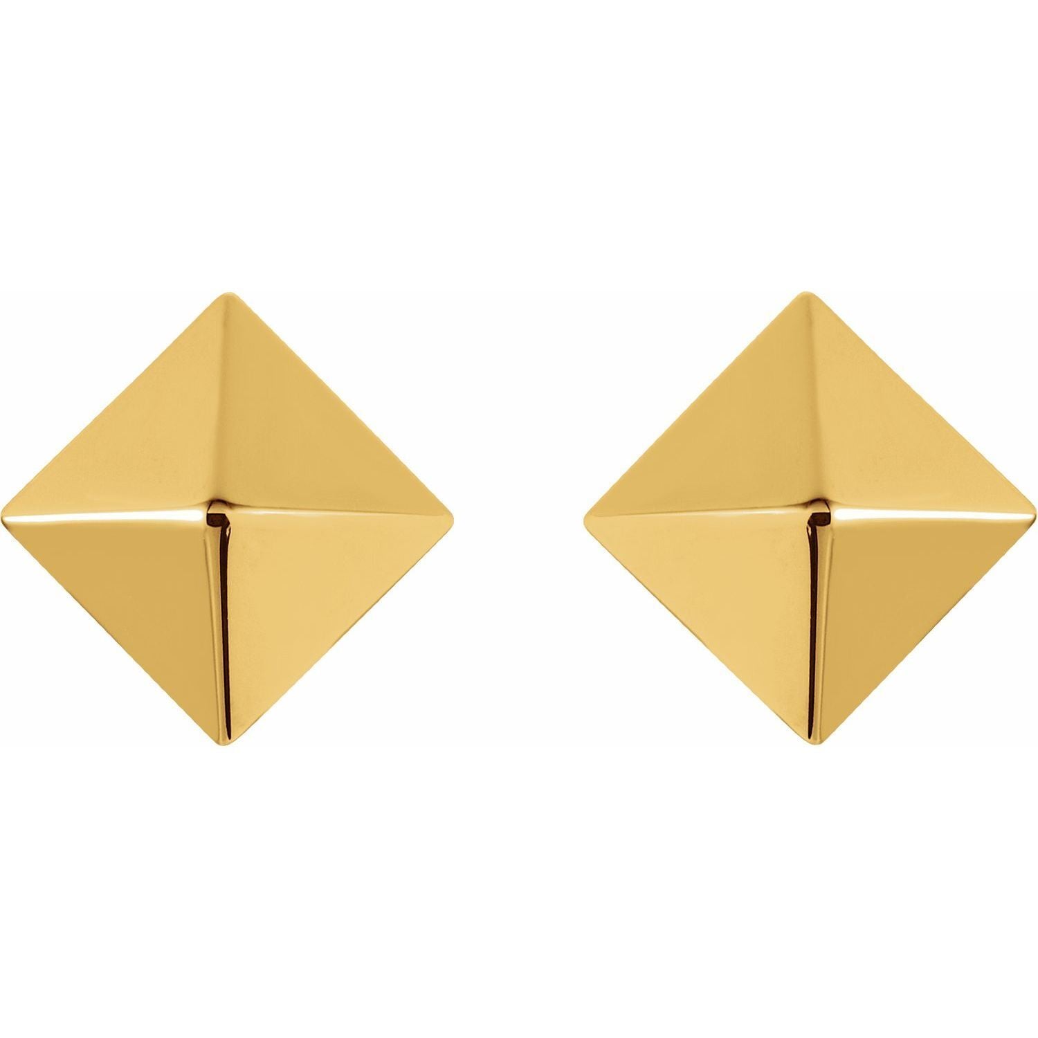 14k Yellow Gold Pyramid Stud Earrings Fine Jewelry Gift for Women