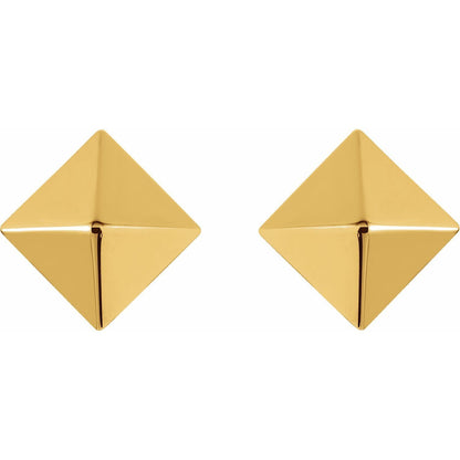 14k Yellow Gold Pyramid Stud Earrings Fine Jewelry Gift for Women