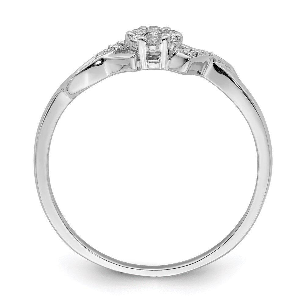 Sterling Silver Rhodium Plated Diamond Ring Size 7