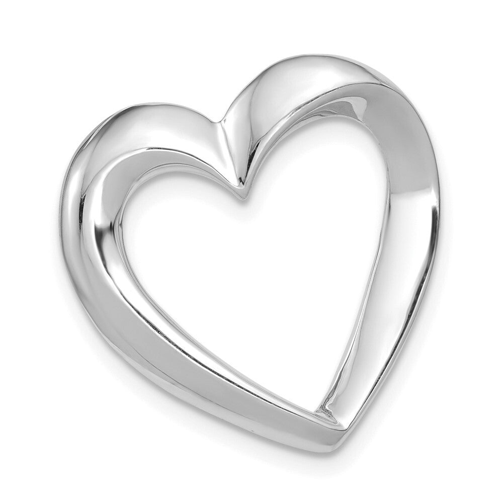 14k White Gold Heart Slide Pendant for Women