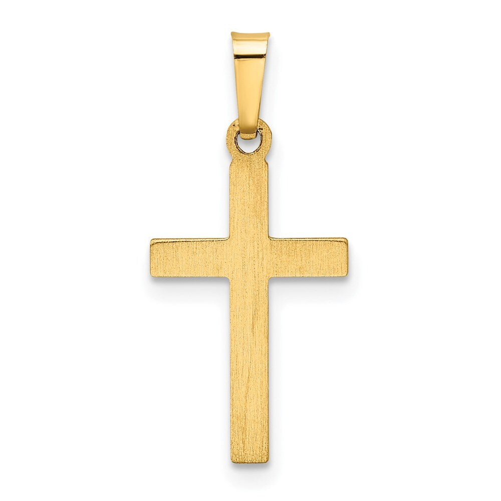 14k Yellow Gold Hollow Cross Pendant for Women
