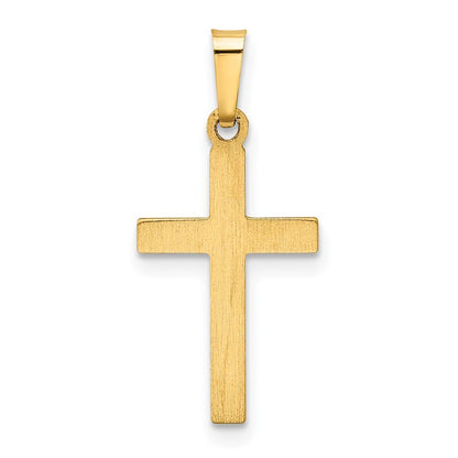 14k Yellow Gold Hollow Cross Pendant for Women