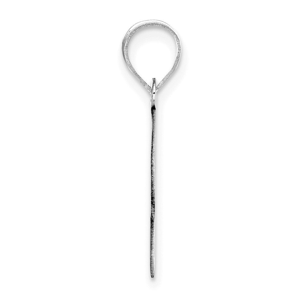 14k White Gold Polished Bubble Letter R Initial Pendant