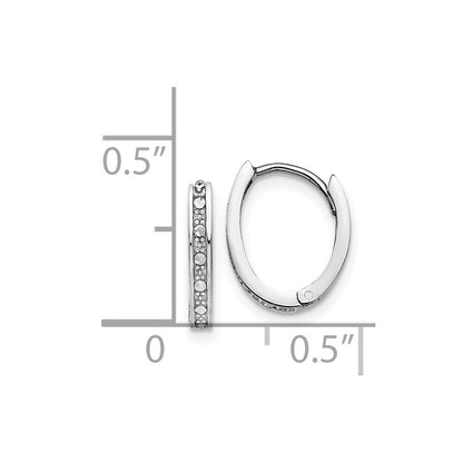 14k White Gold Diamond-cut Oval Hinged Hoop Earrings Gift for Women