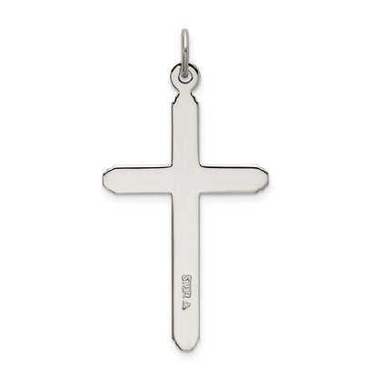 Sterling Silver Polished Grooved Cross Pendant Holiday Gift for Women