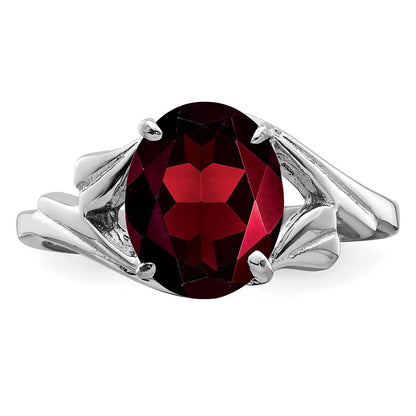 Sterling Silver Rhodium-plated Garnet Ring Size 6