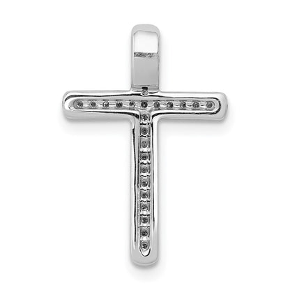 14k White Gold 1/10ct. Diamond Cross Chain Slide Pendant for Women