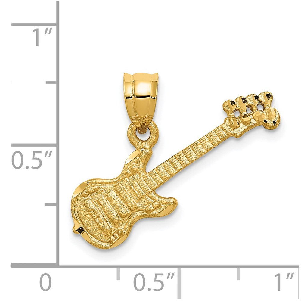 14k Yellow Gold 3D Guitar Charm Pendant for Women