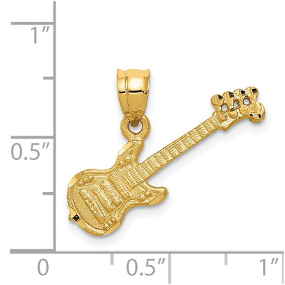14k Yellow Gold 3D Guitar Charm Pendant for Women