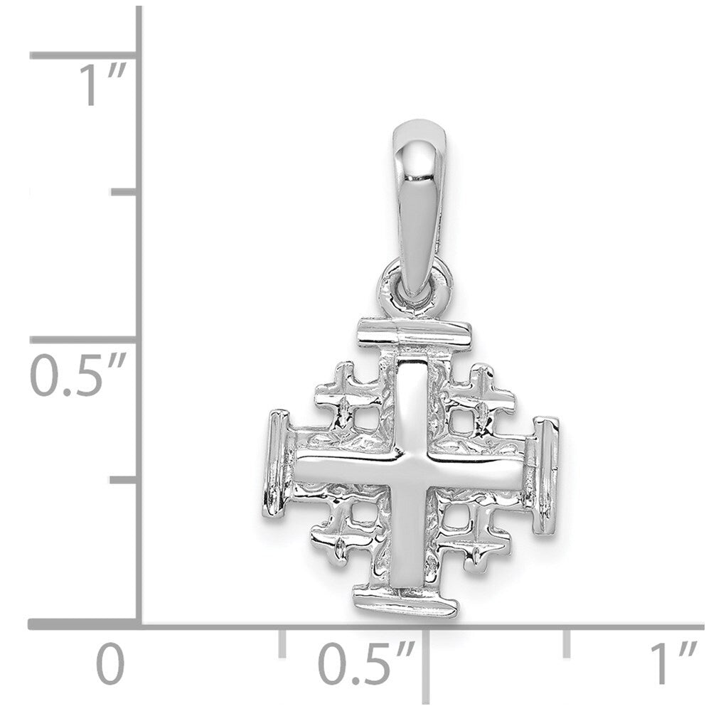 14k White Gold Jerusalem Cross Charm Pendant for Women