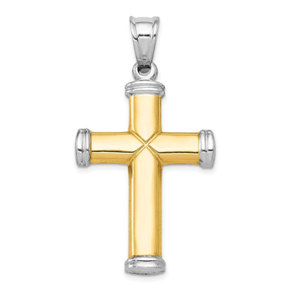 14k Two-tone Gold and Rhodium Reversible Cross Pendant for Women