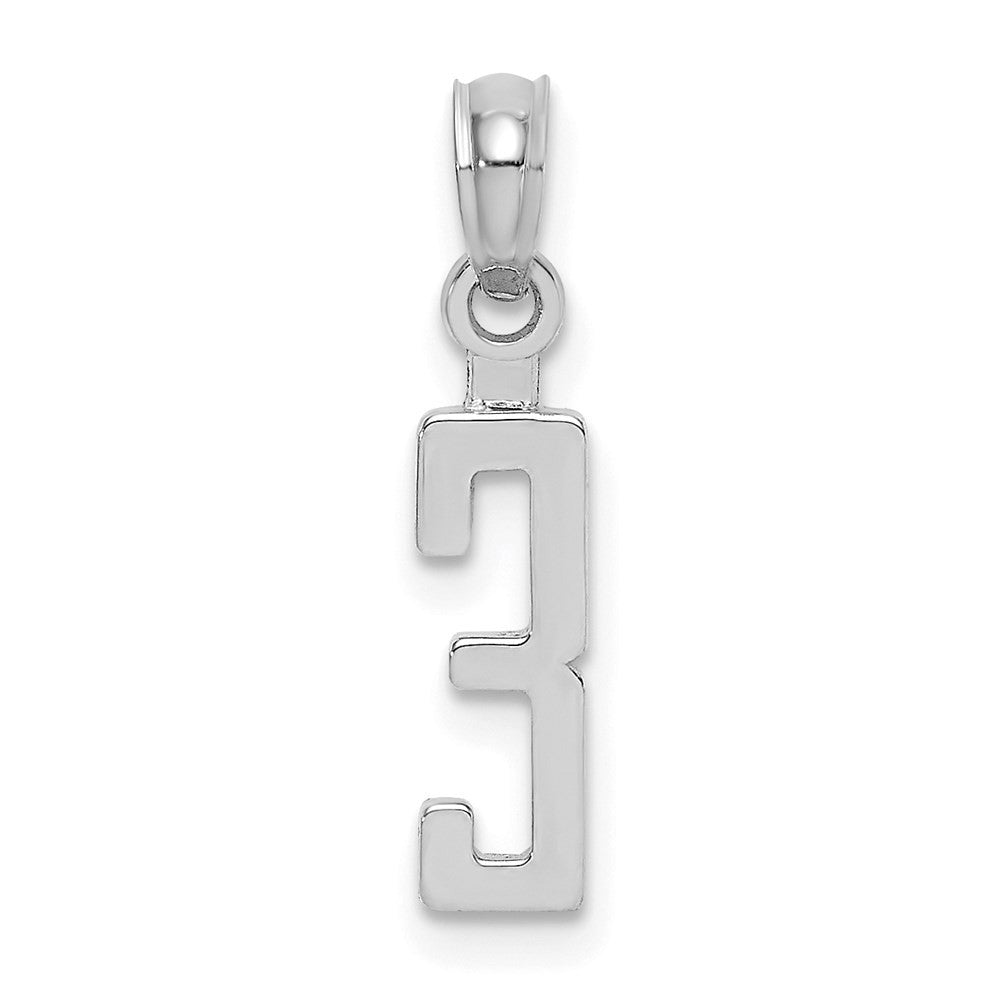 14K White Polished Number 3 Pendant