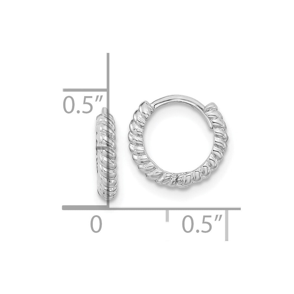 14K White Gold Polished Hoop Earrings Gift for Women
