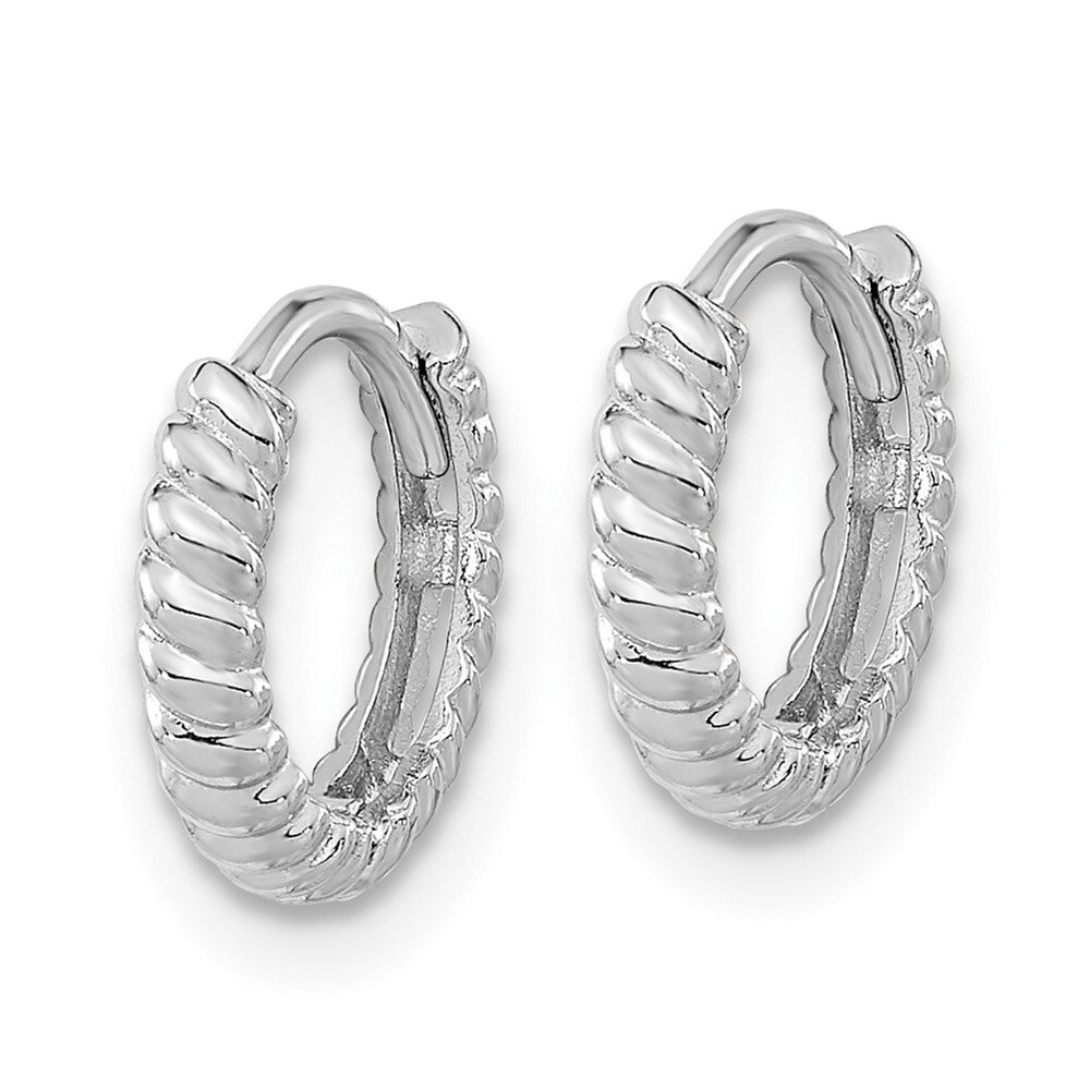 14K White Gold Polished Hoop Earrings Gift for Women