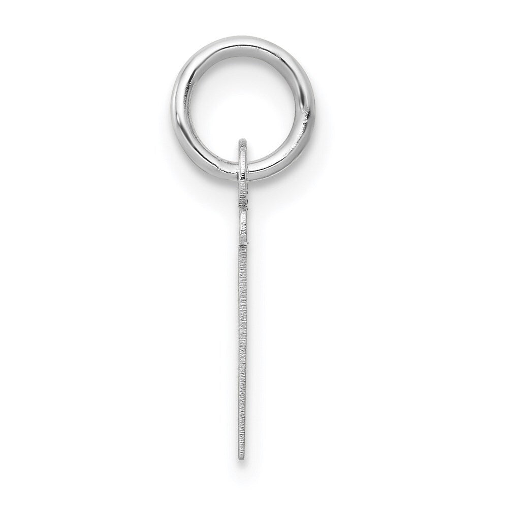 14k White Gold Small Slanted Block Letter T Initial Charm Pendant for Women