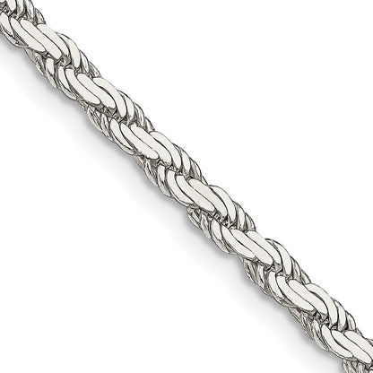 Sterling Silver 3.1mm Flat Rope Chain Necklace