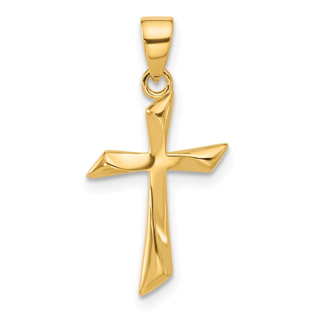 14k Yellow Gold Polished Cross Pendant for Women