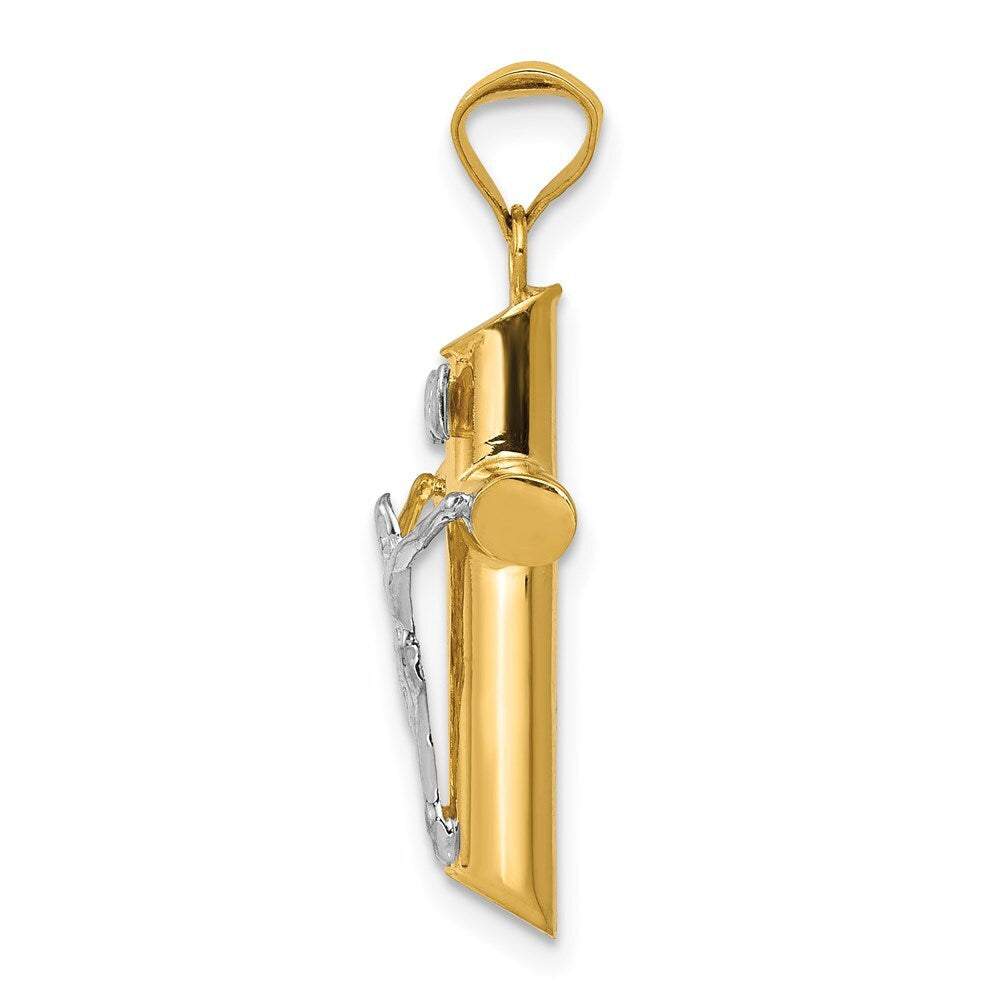 14k Two-tone Gold Polished Crucifix Pendant for Women