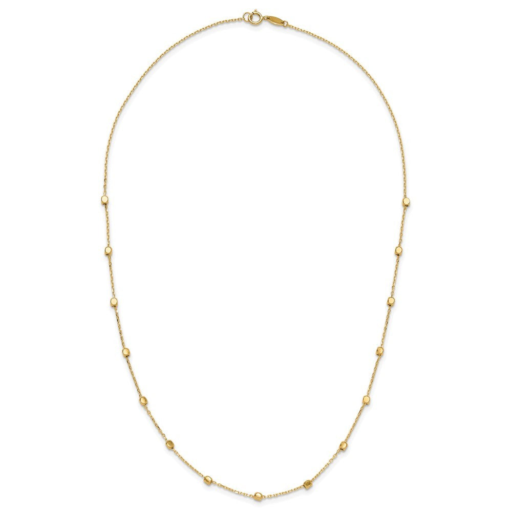 14k Yellow Gold Polished Cube Bead 17 inch Station Necklace